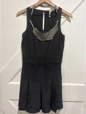 BCBGeneration Black Sleeveless Dress with Studded Detail, Size 2